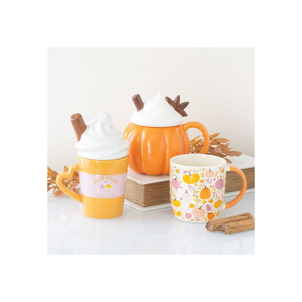 Pumpkin cream lidded mug autumn gift