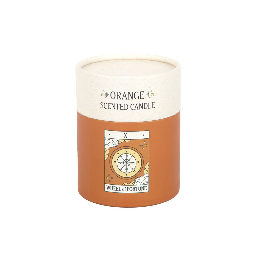 The Wheel of Fortune Vintage Tarot Orange Candle N/A
