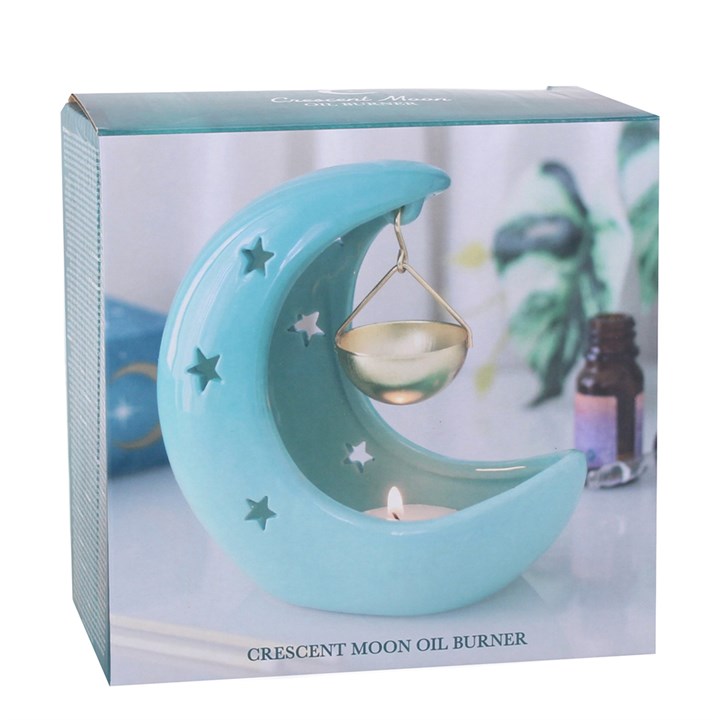 Blue Pastel Crescent Moon Hanging Oil Burner N/A