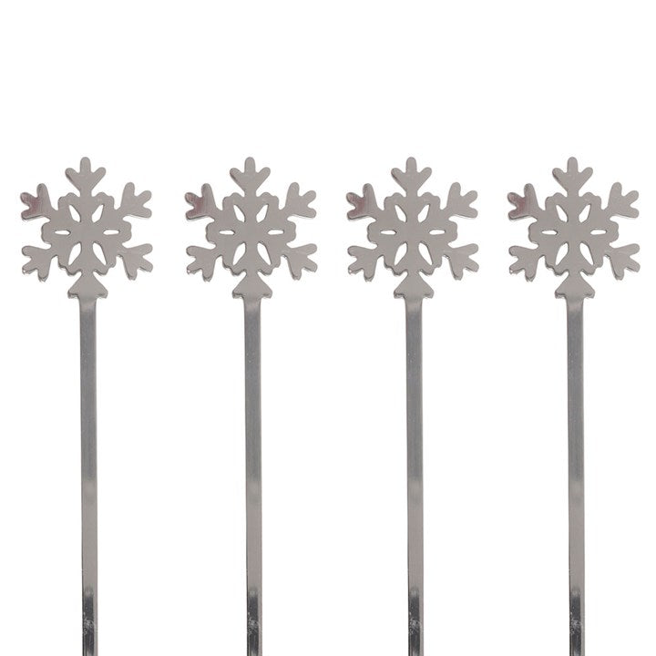 Set of 4 Metal Snowflake Spoons N/A