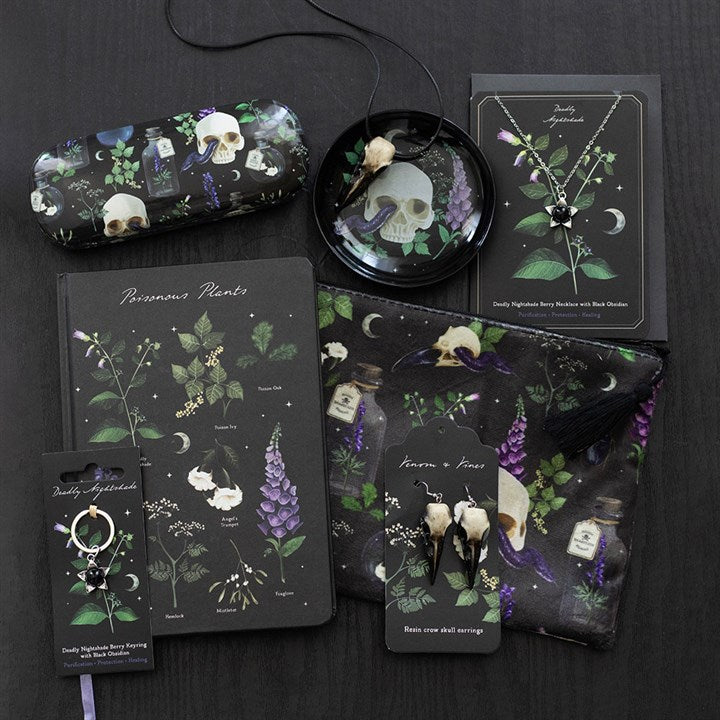 Deadly Nightshade Necklace with Black Obsidian on Greeting Card