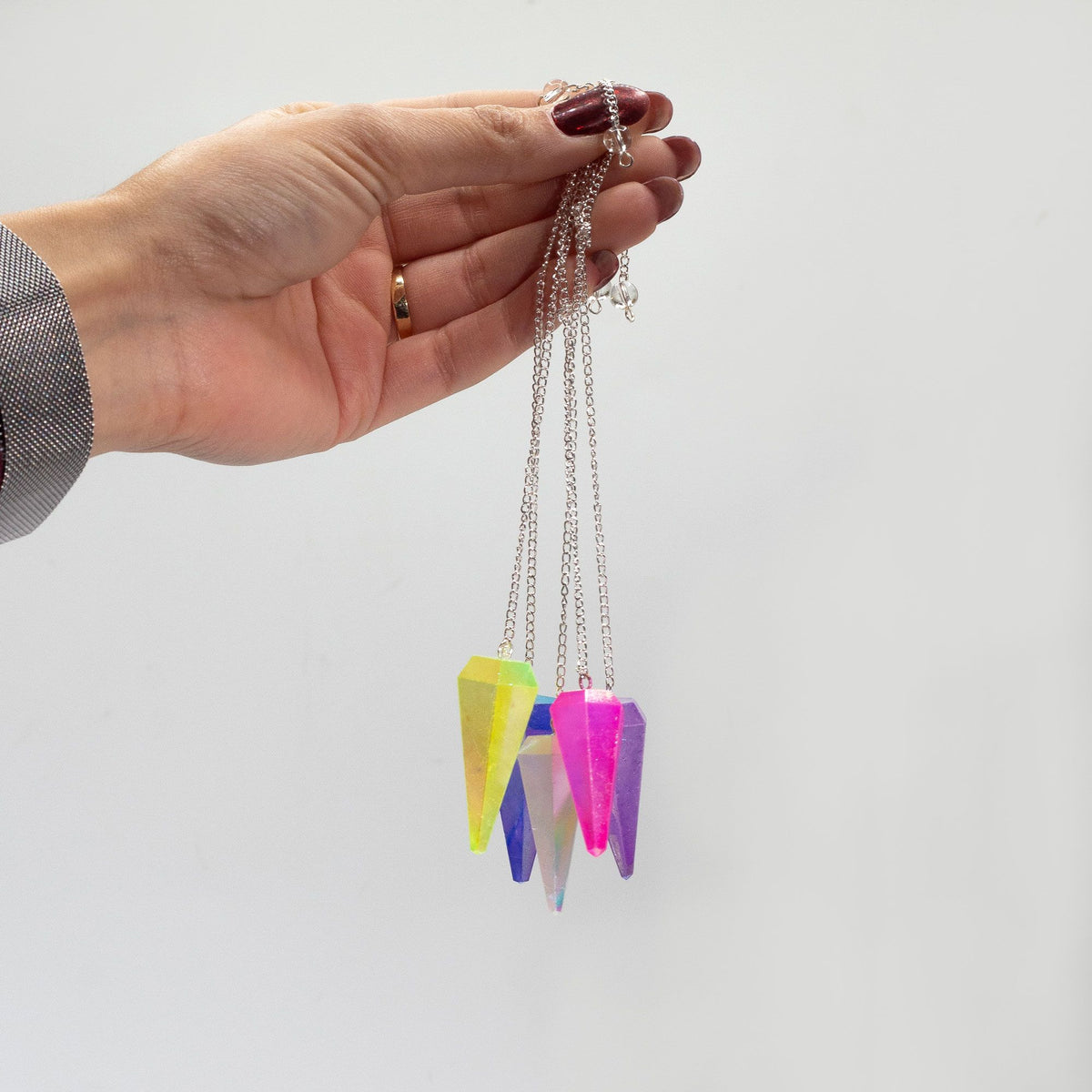 Six Sided Pendulum - Aurora Crystal Peach - 4cm AW Dropship UK