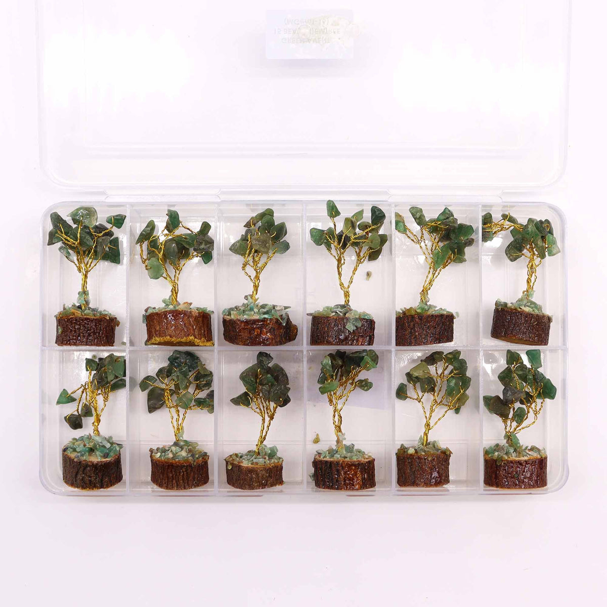 Mini Gemstone Tree On Wood Base - Green Aventurine (15 stones) AW Dropship UK