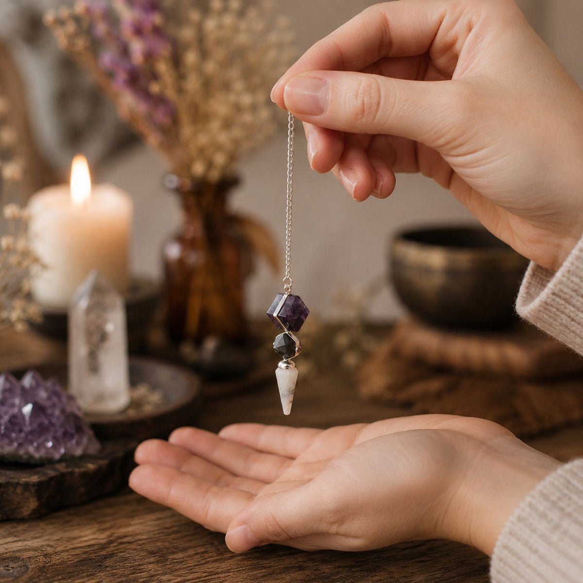 Psychic Gateway Edition - Three Piece Pendulum - Multi Fluorite - Labradorite - Rainbow Moonstone AW Dropship UK