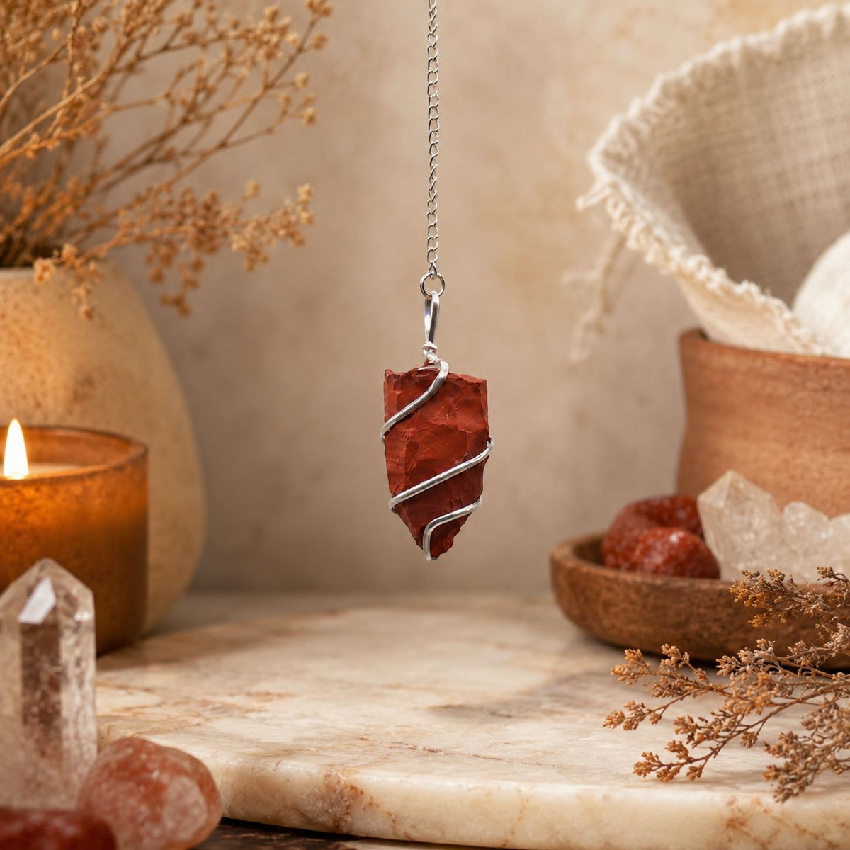 Raw Gemstone Pendulum - Red Jasper AW Dropship UK