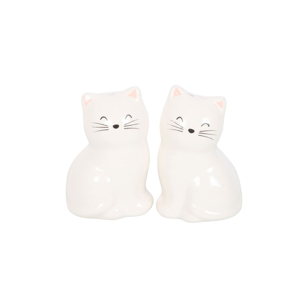 White Cat Shaped Salt and Pepper Shakers N/A