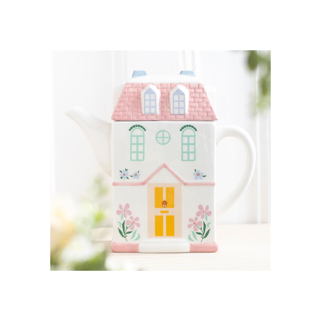 Pastel House Shaped Teapot N/A