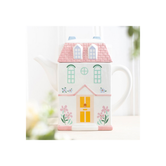 Pastel House Shaped Teapot N/A