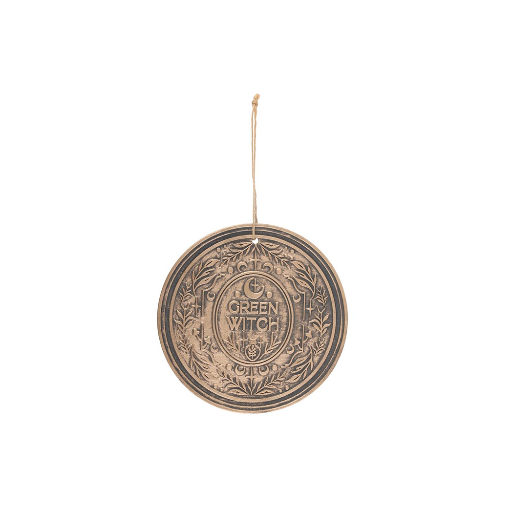 Green Witch Bronze Effect Terracotta Hanging Plaque N/A