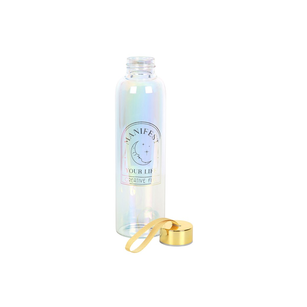 Manifest Your Life Iridescent Glass Water Bottle N/A