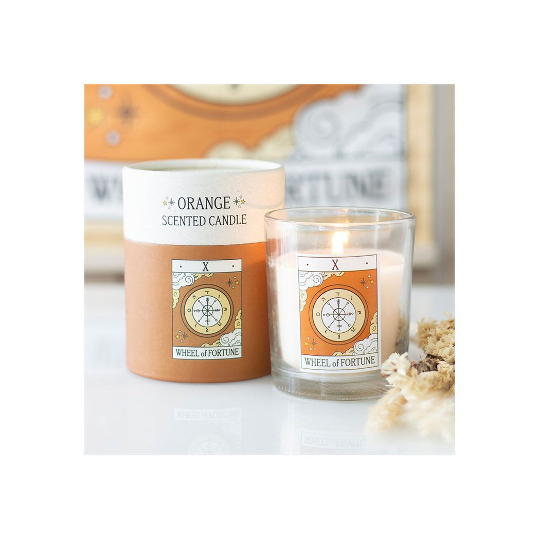 The Wheel of Fortune Vintage Tarot Orange Candle N/A