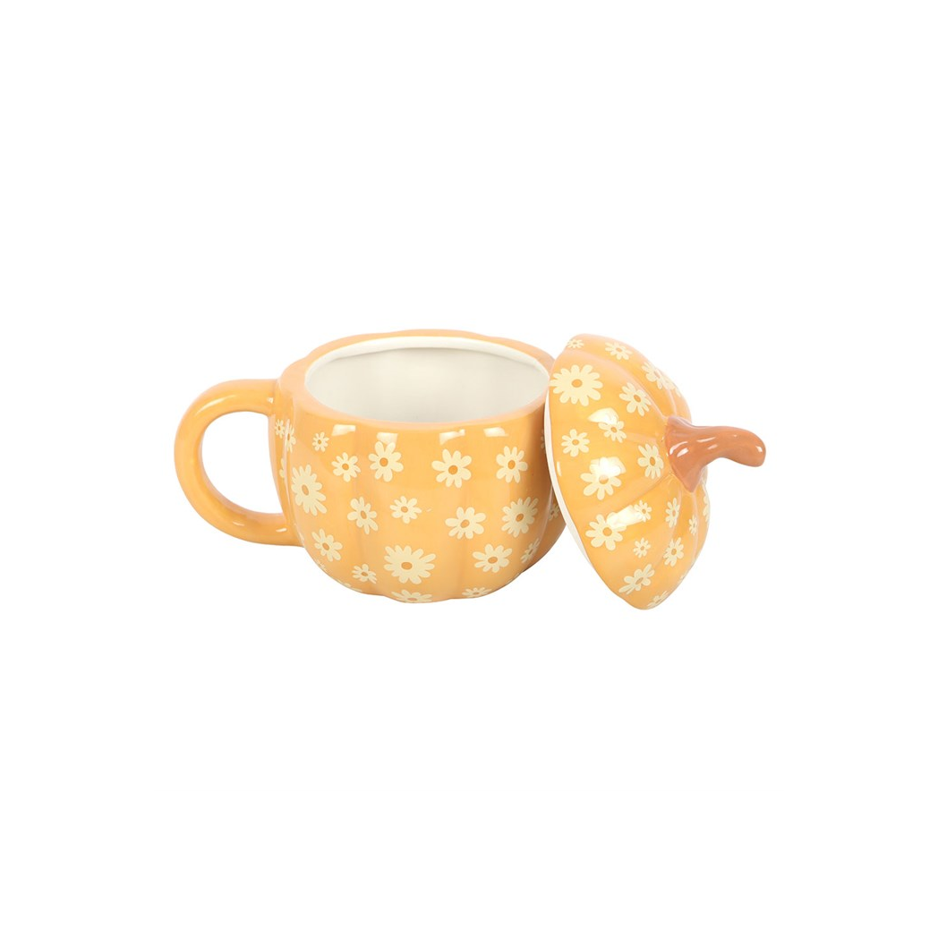 500ml floral pumpkin mug with lid