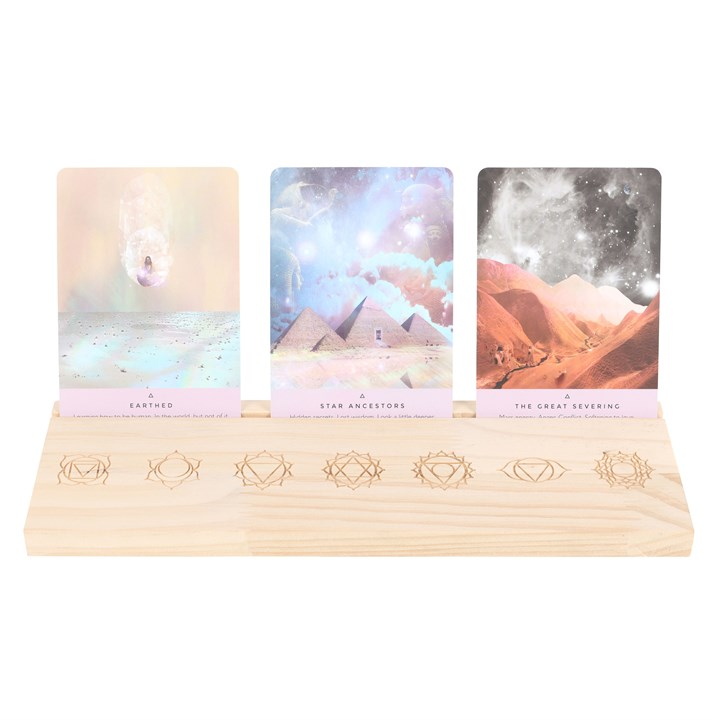 Natural seven chakras wooden tarot card stand