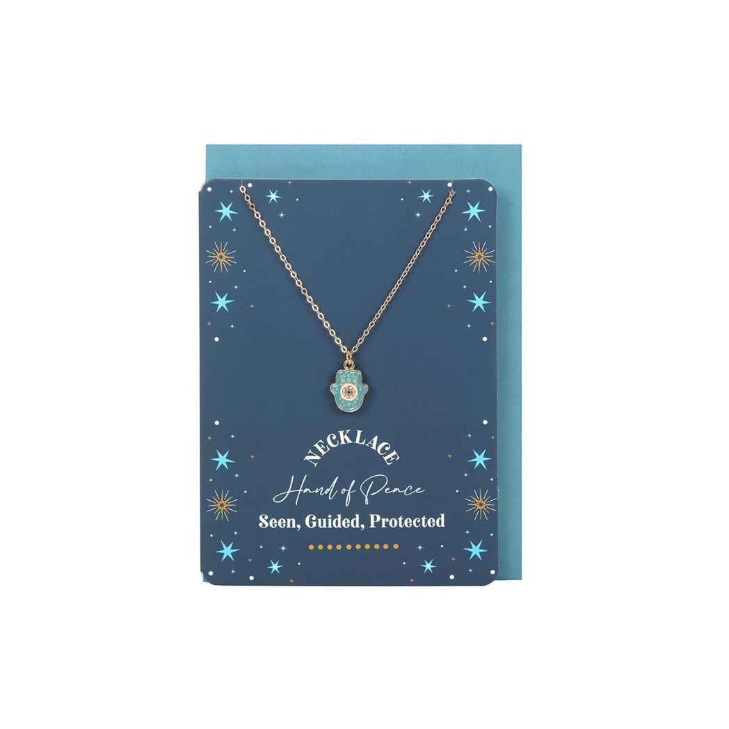 Hand of Hamsa Necklace on Greeting Card N/A