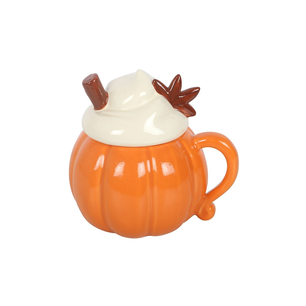 Pumpkin shaped mug for hot chocolate tea and coffee