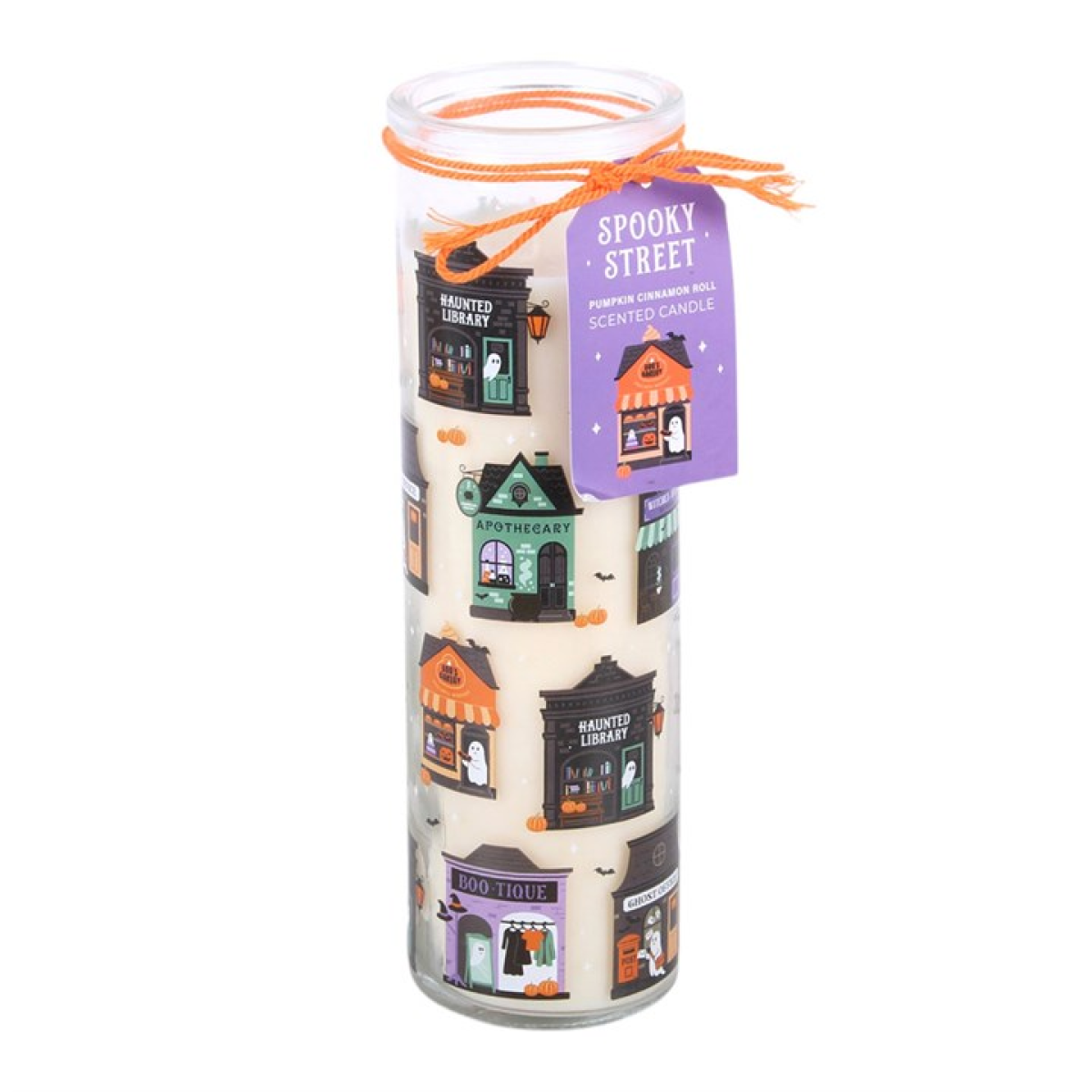 Spooky Street Pumpkin Cinnamon Roll Tube Candle N/A