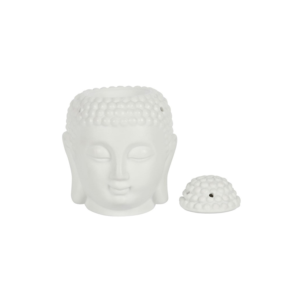 White Buddha oil burner meditation home decor