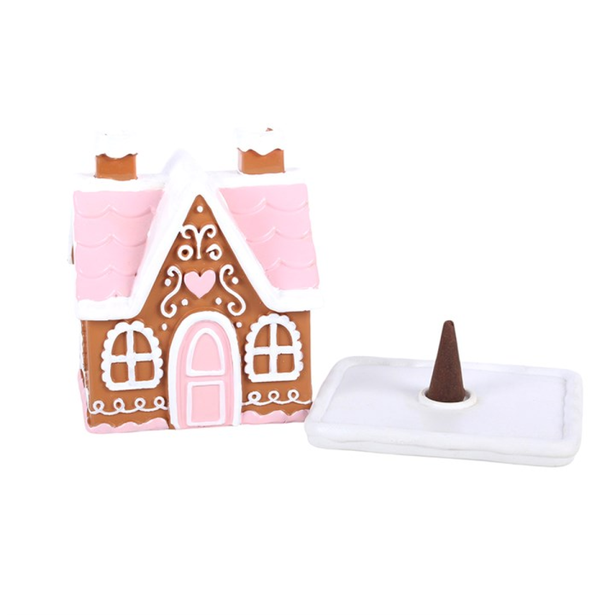 Pink Gingerbread House Incense Cone Burner N/A