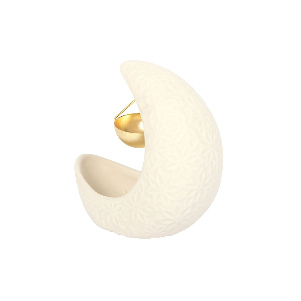 Hanging crescent moon oil burner for fragrance oil