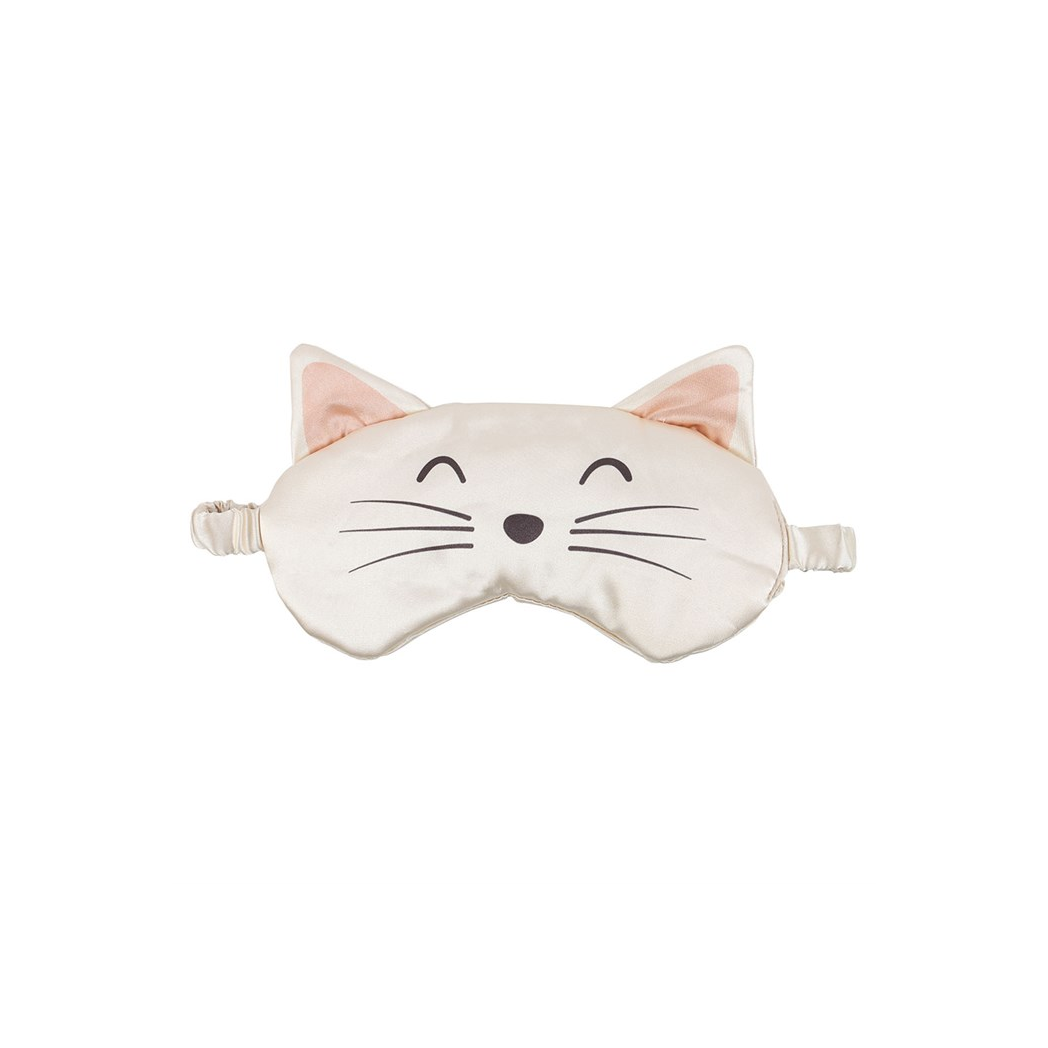 White Cat Face Satin Eye Mask N/A