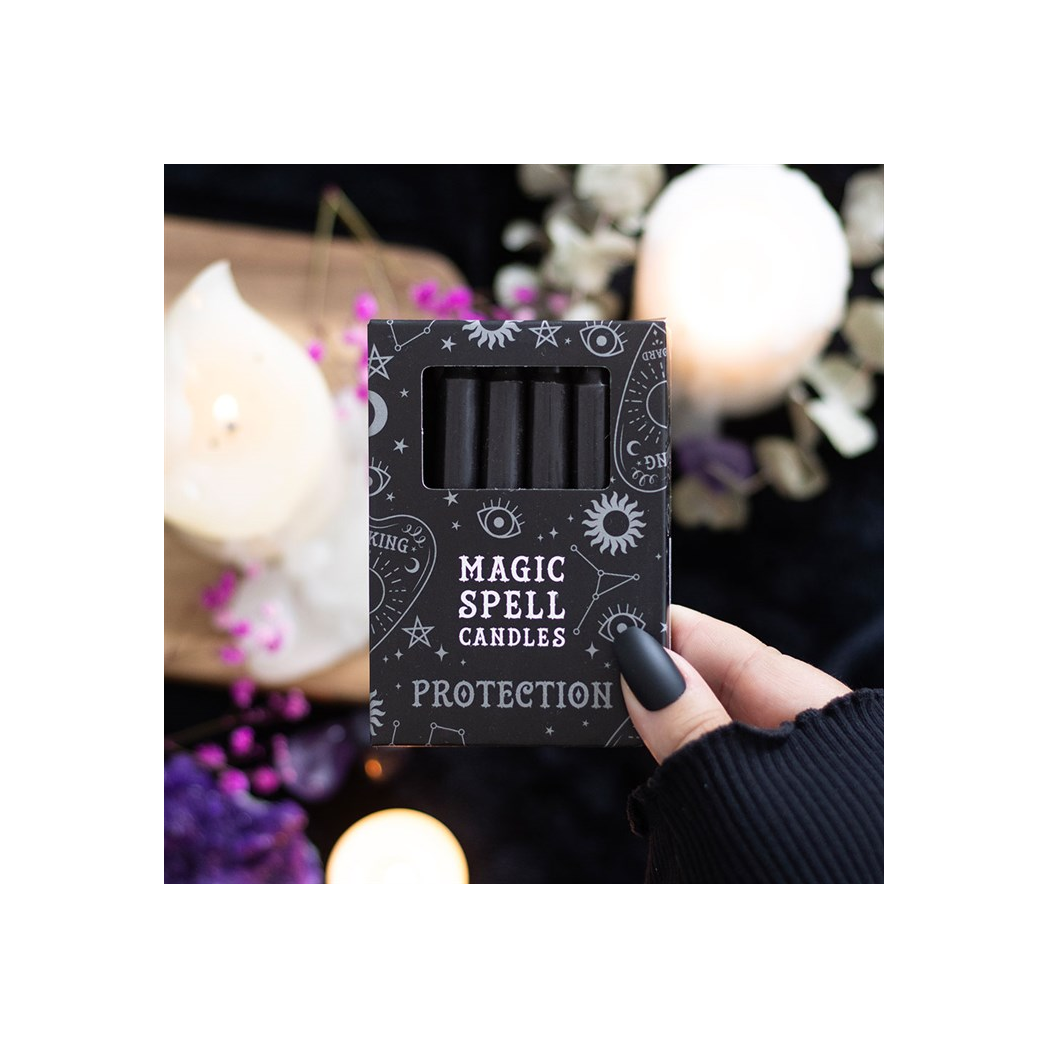 Set of 12 Black 'Protection' Spell Candles N/A