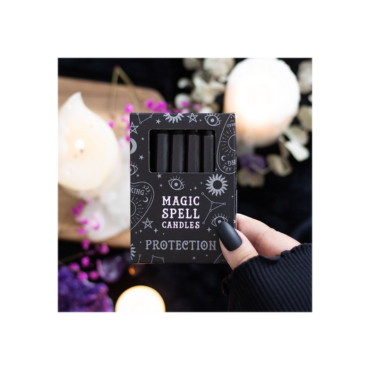 Set of 12 Black 'Protection' Spell Candles N/A