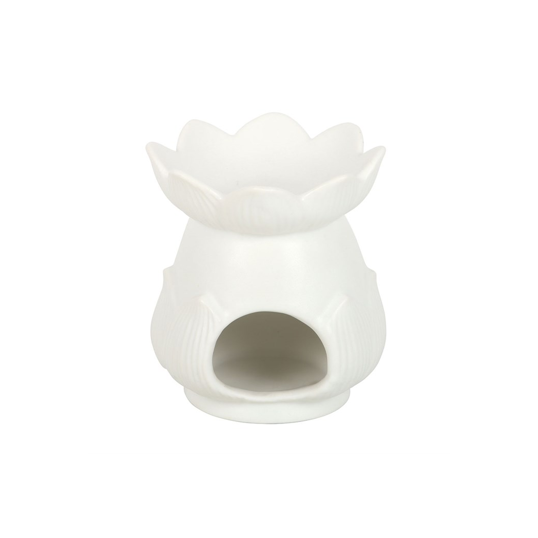 White lotus ceramic oil burner detail