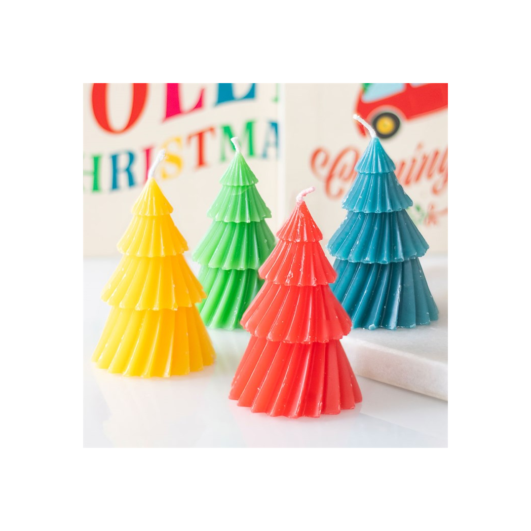 Set of 4 Colourful Christmas Tree Candles N/A