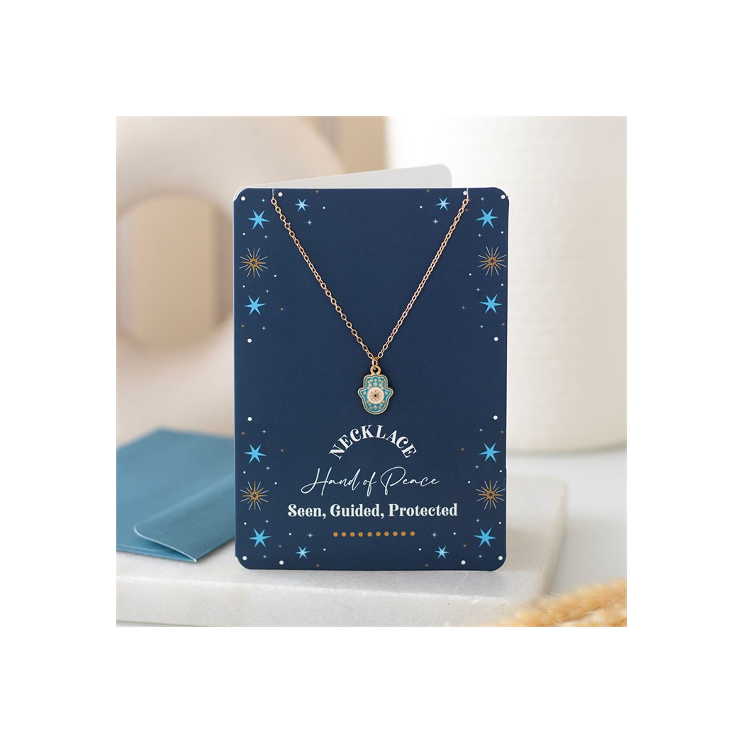 Hand of Hamsa Necklace on Greeting Card N/A