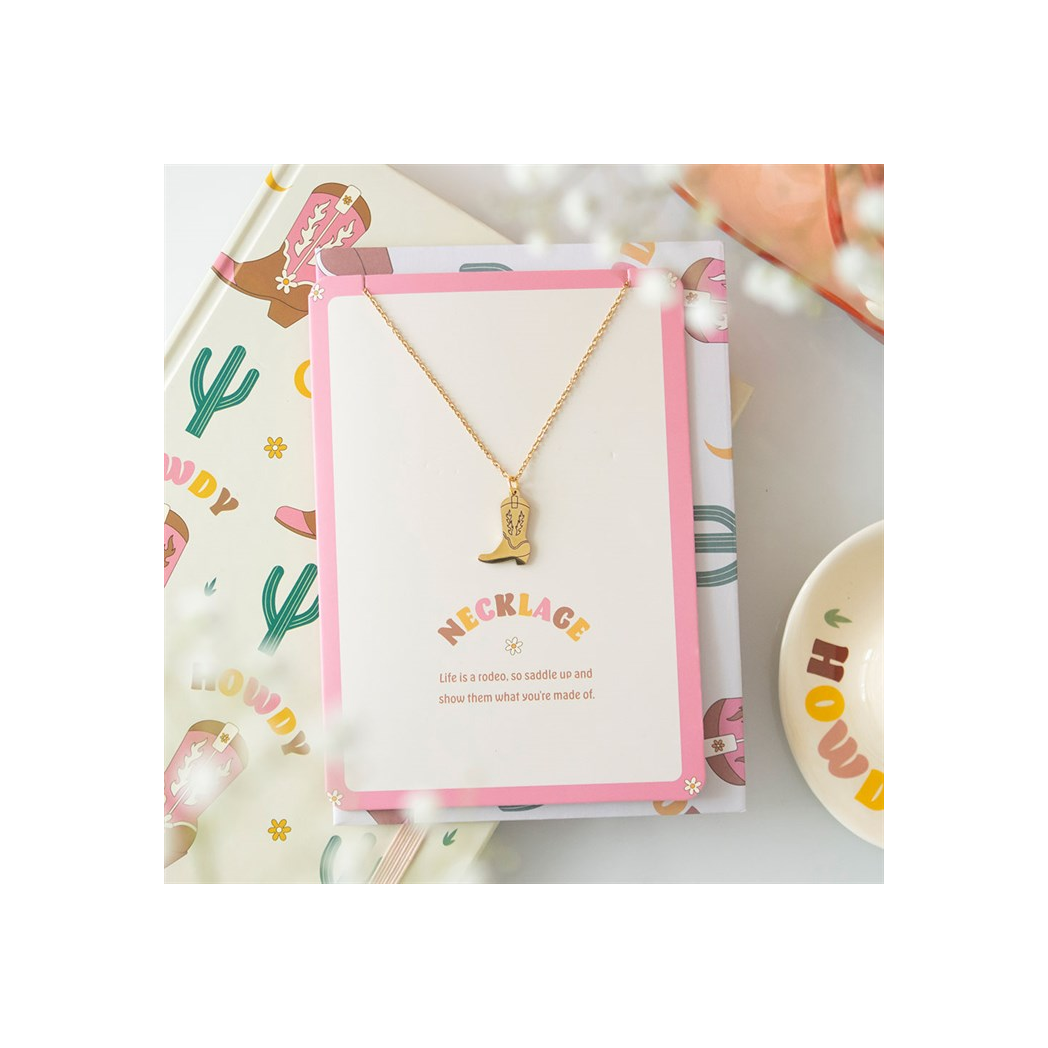 Cowboy Boot Necklace on Greeting Card N/A