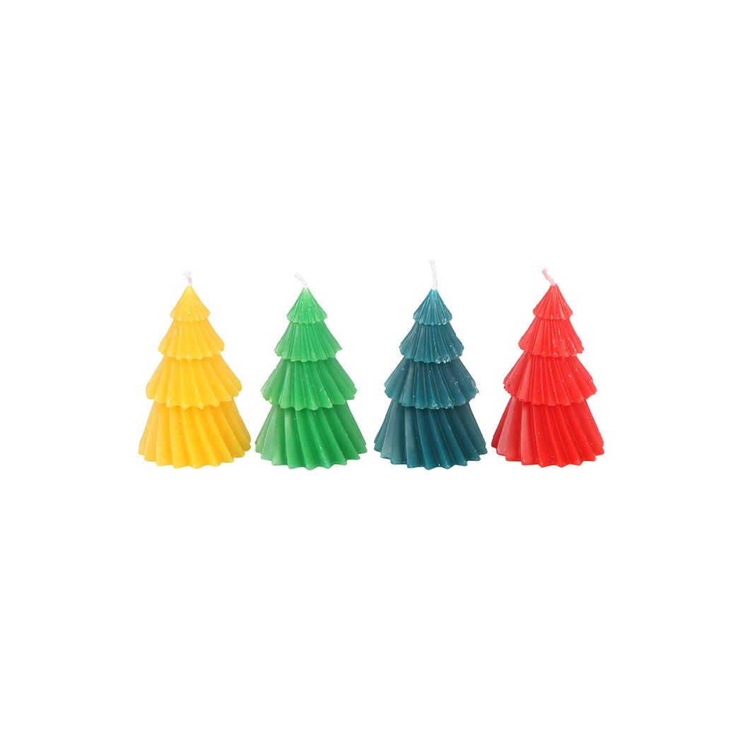Set of 4 Colourful Christmas Tree Candles N/A