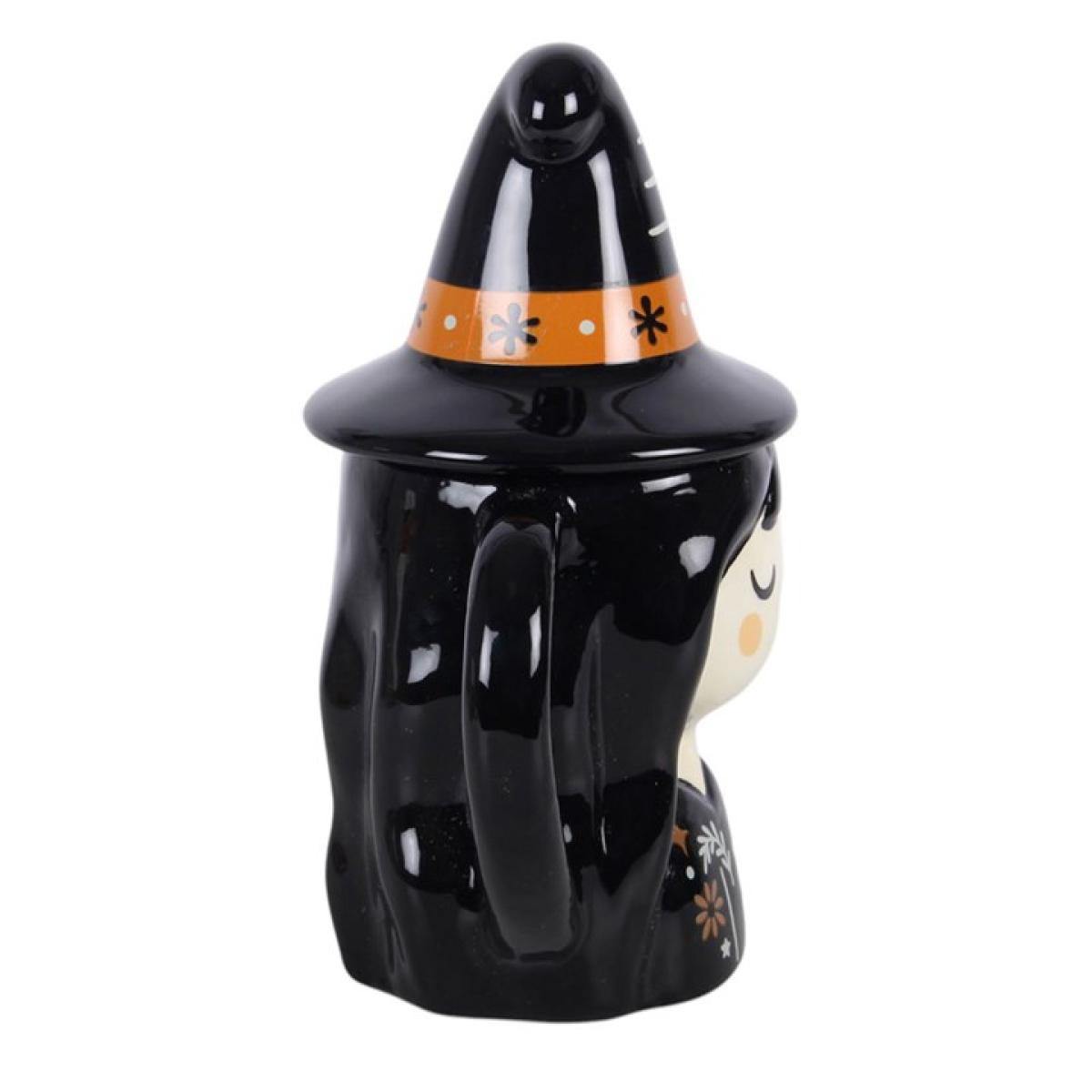 Witch lidded mug with hat detail