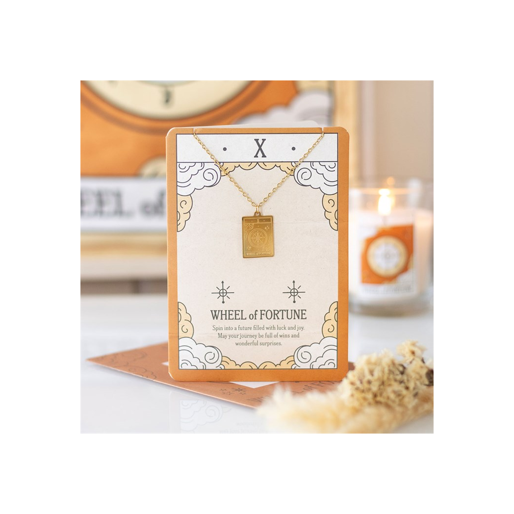 The Wheel of Fortune Vintage Tarot Necklace on Greeting Card N/A