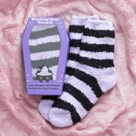 Pastel Purple Striped Socks in Coffin Gift Box N/A