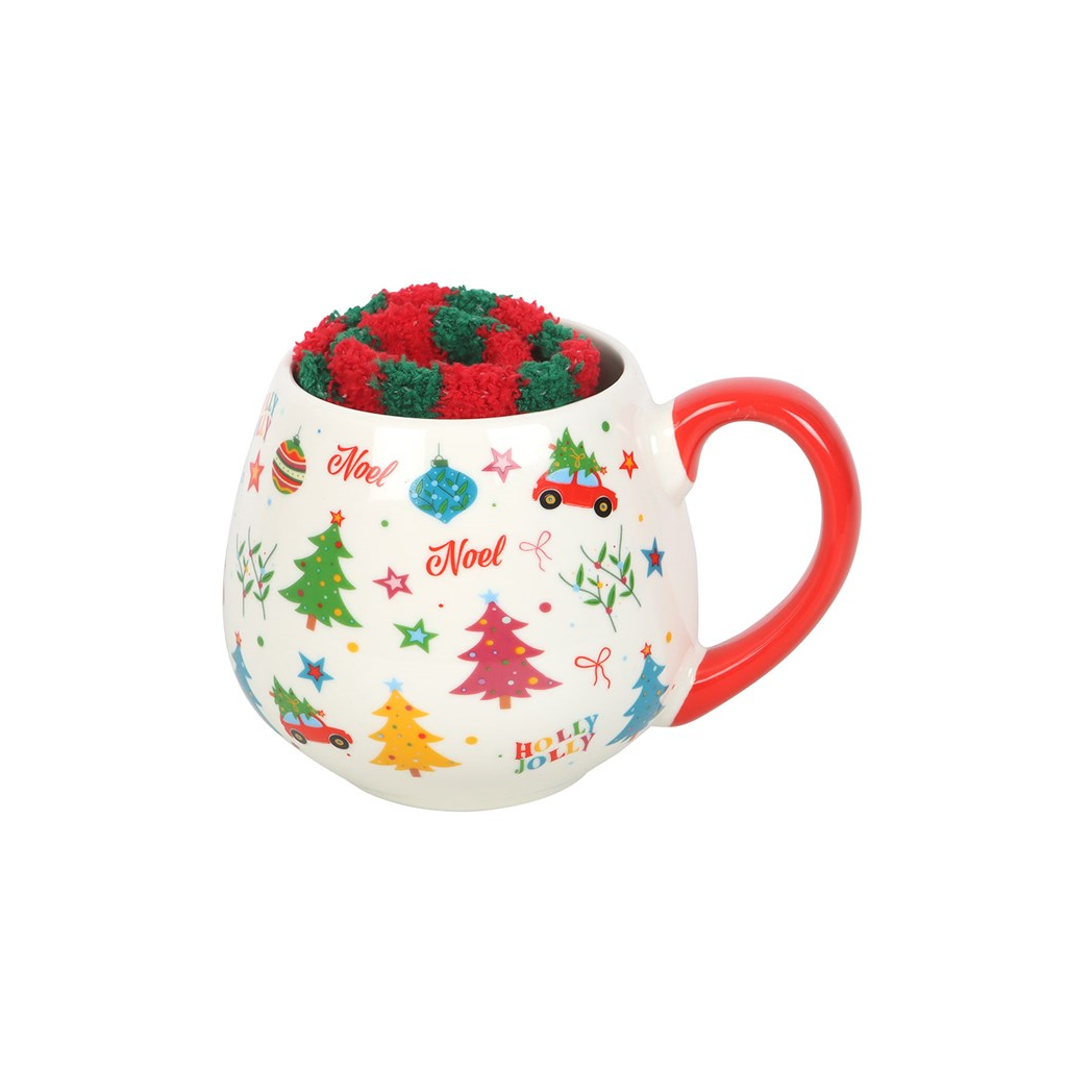 Nostalgic Christmas Print Mug and Socks Set N/A
