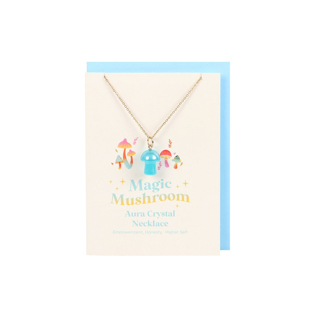 Blue Aura Mushroom Necklace Greeting Card N/A