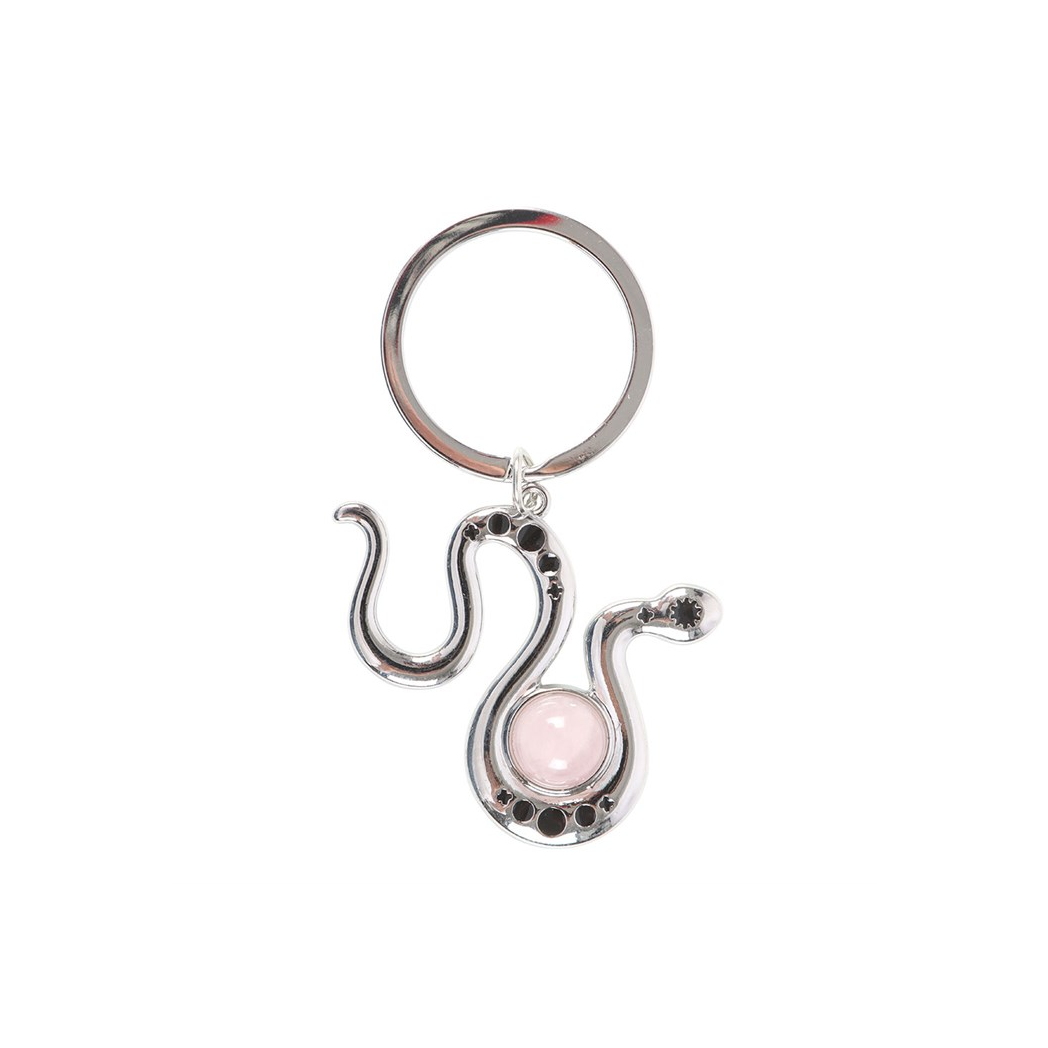 Snake Keyring with Rose Quartz Crystal N/A