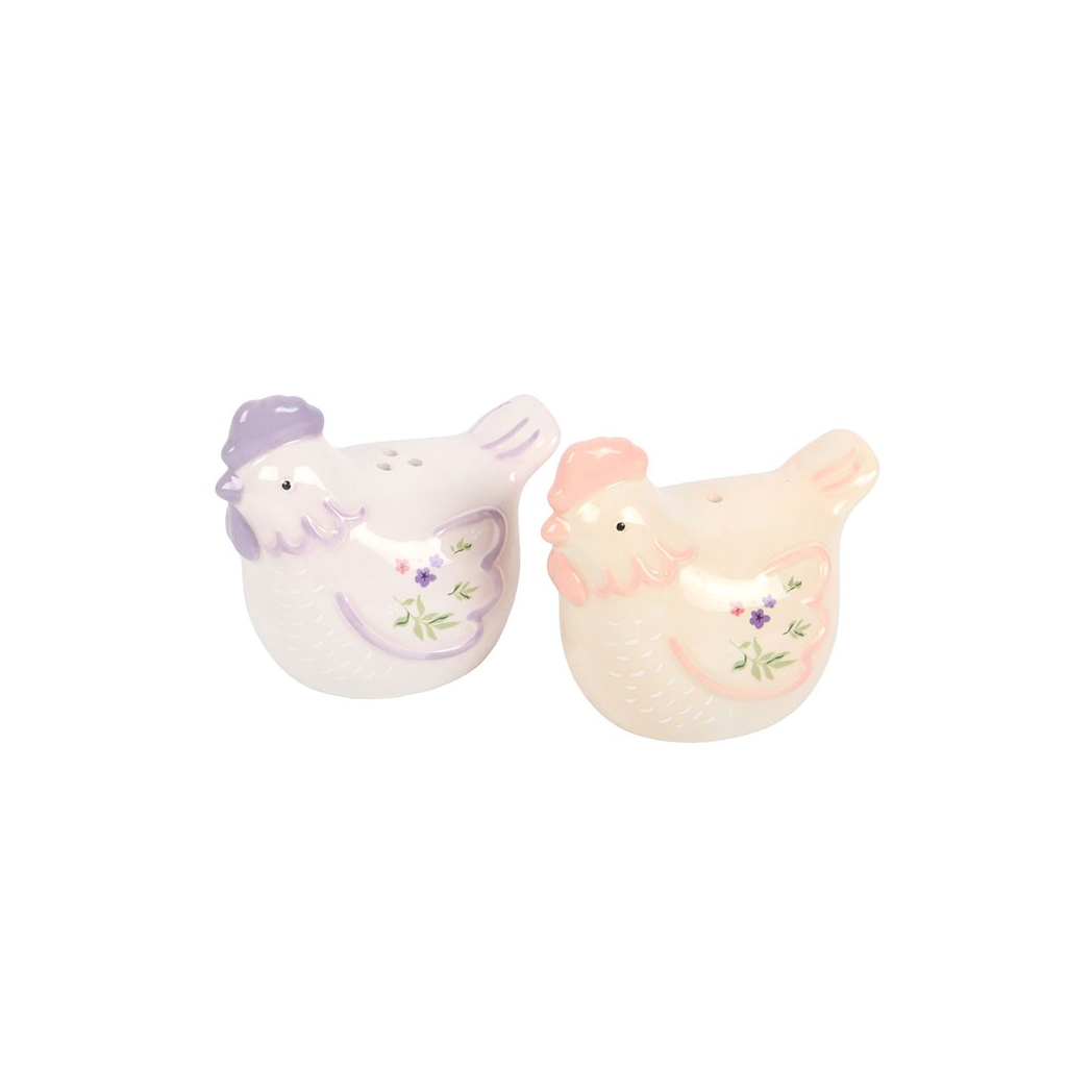 Pair of hen shaped salt and pepper shakers