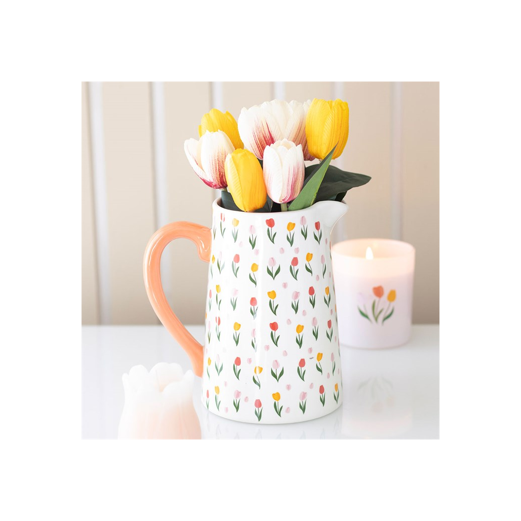Tulip Print Ceramic Flower Jug N/A
