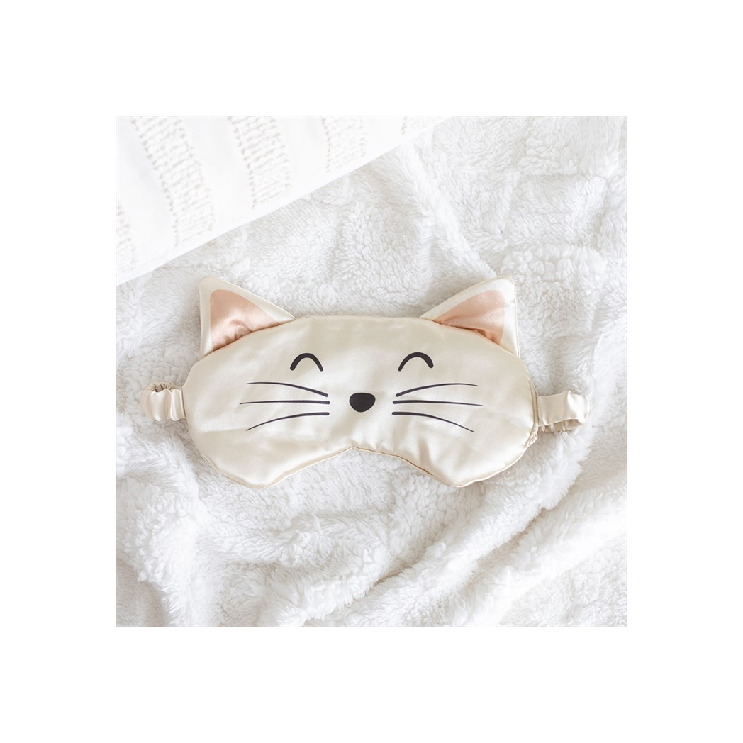 White Cat Face Satin Eye Mask N/A