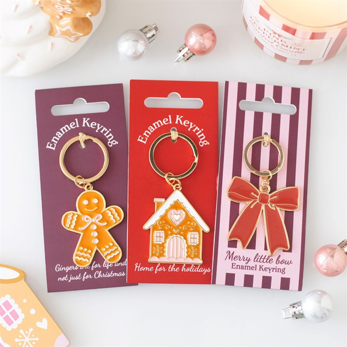 Pink Bow Gingerbread Man Keyring N/A