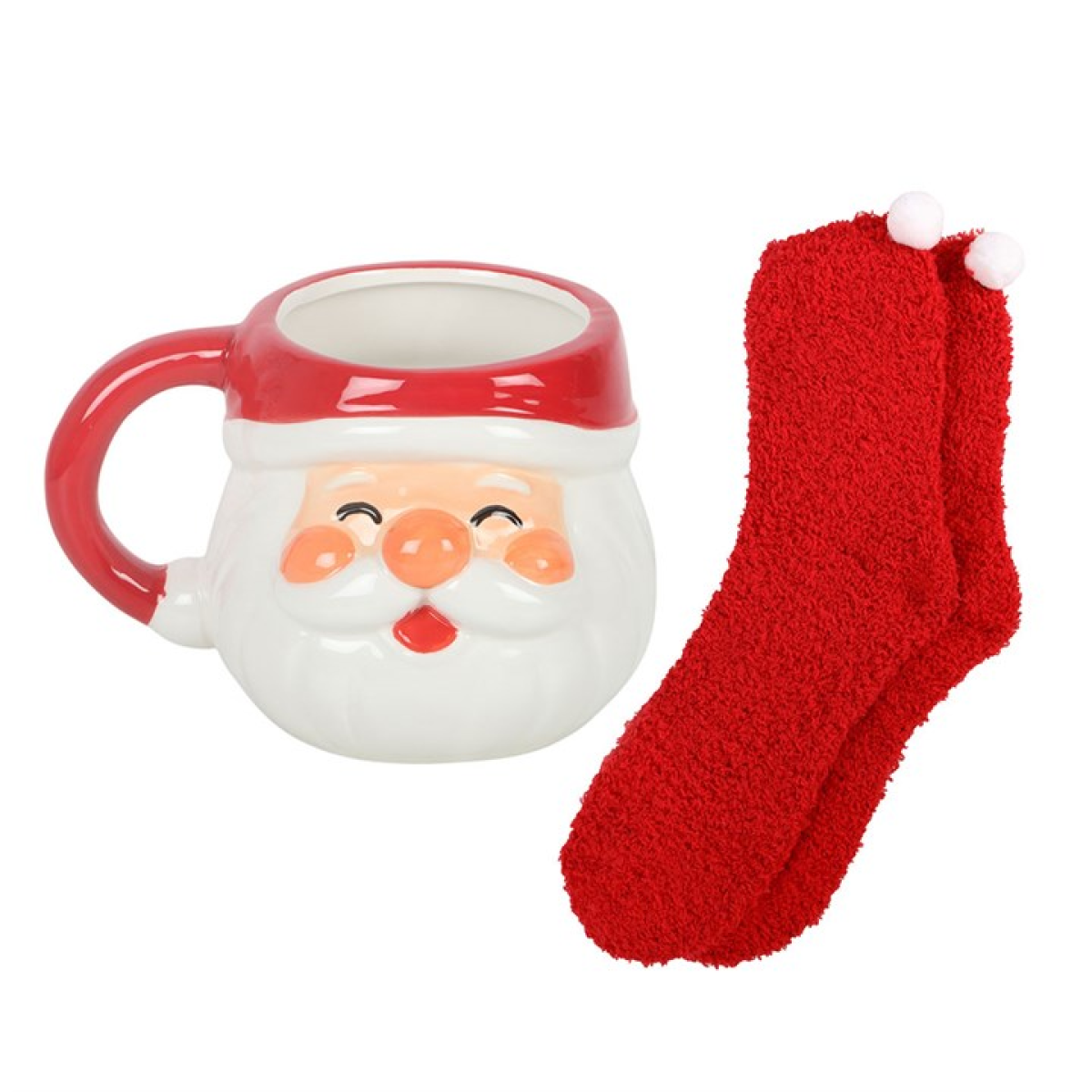 Jolly Santa Christmas Mug and Socks Set N/A