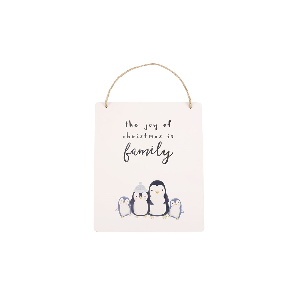 Joy of Christmas Penguin Family Hanging Sign N/A