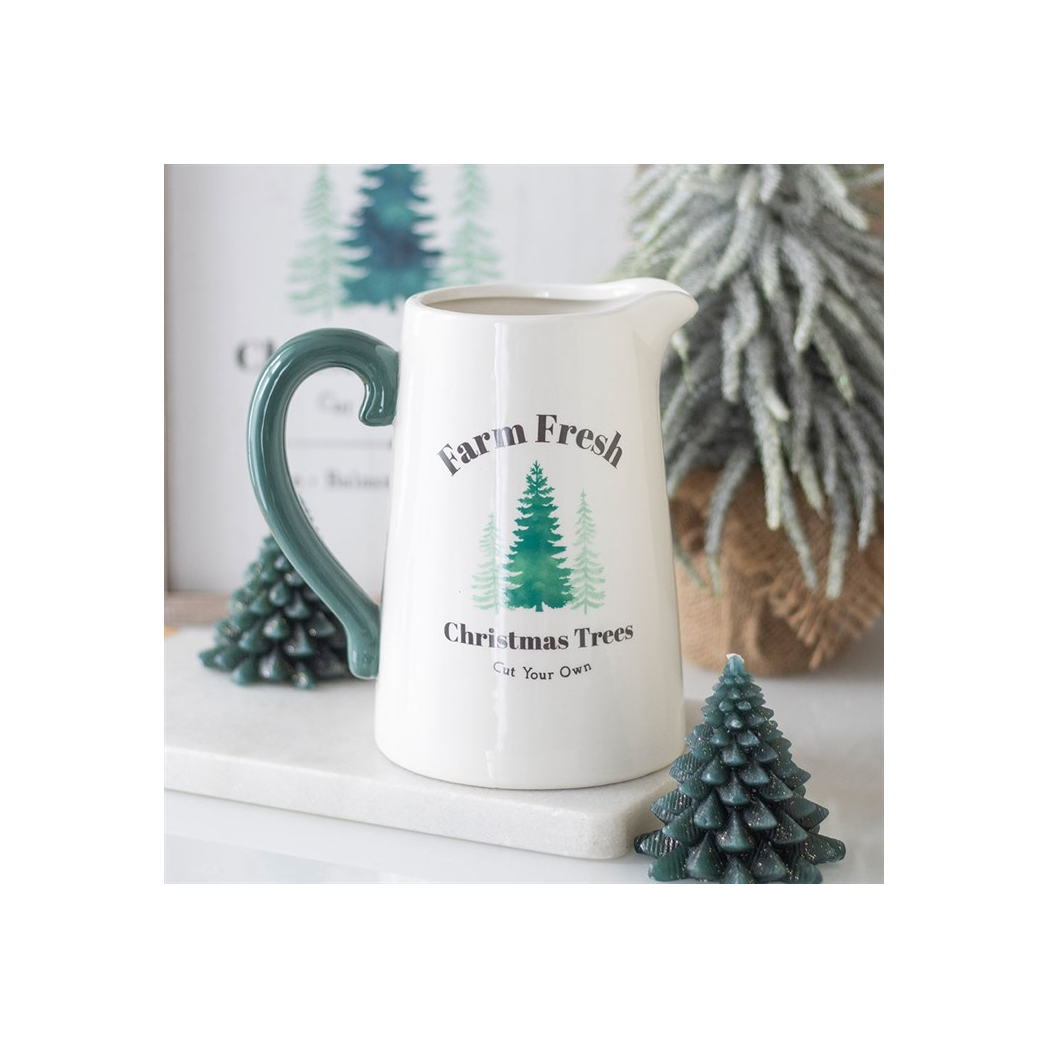Farm Fresh Christmas Trees Ceramic Flower Jug N/A