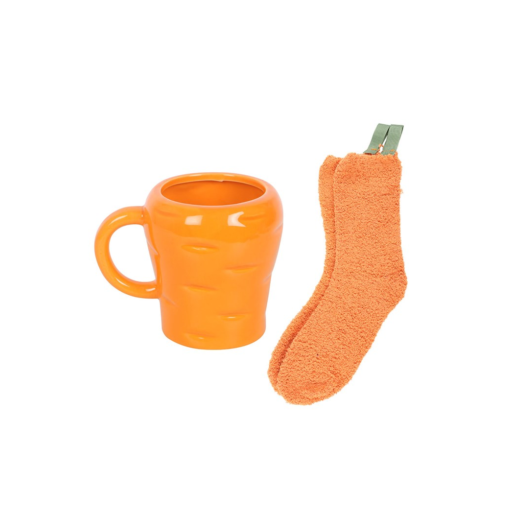 Carrot Shaped Mug and Socks Set N/A