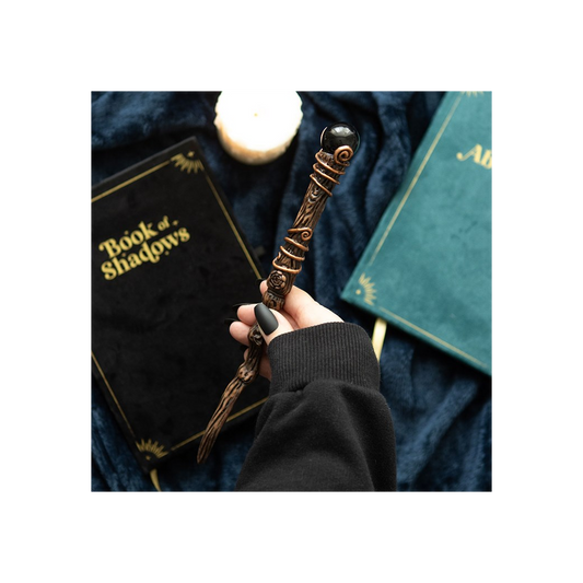 Protection Black Obsidian Crystal  Wand with Pouch N/A