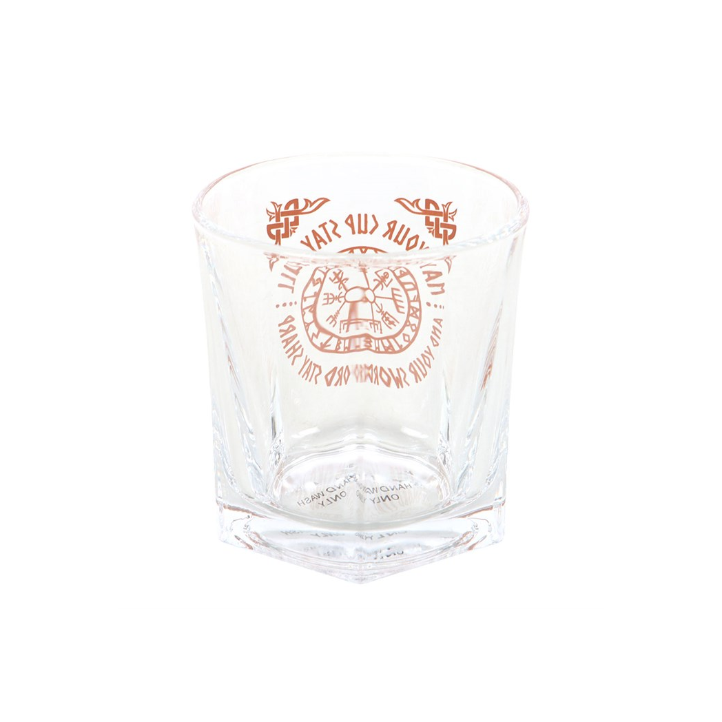 Viking Compass Lowball Drinking Glass with Coaster N/A
