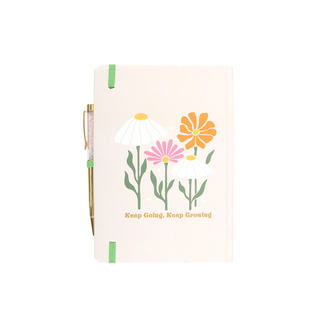 Keep Going, Keep Growing A5 Notebook with Rose Quartz Pen N/A