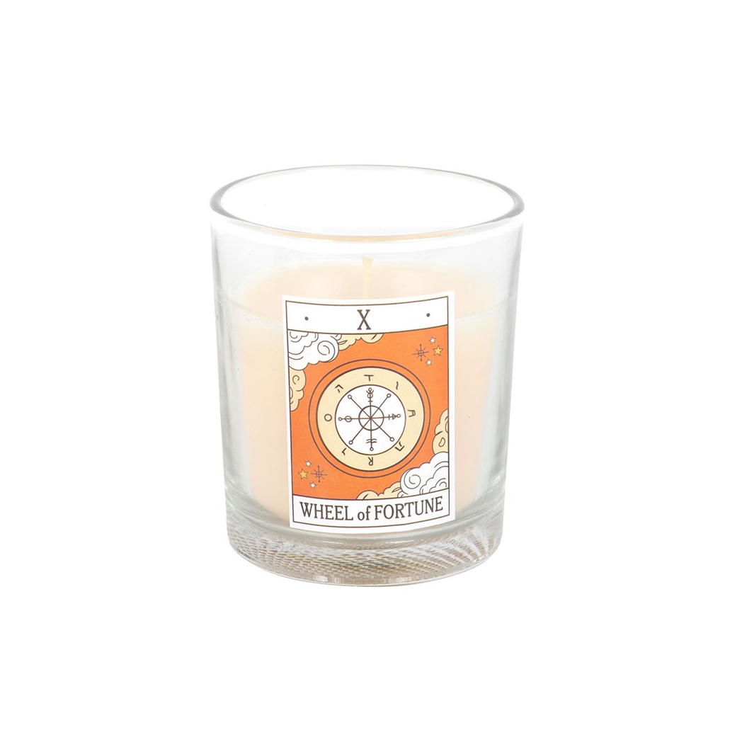 The Wheel of Fortune Vintage Tarot Orange Candle N/A