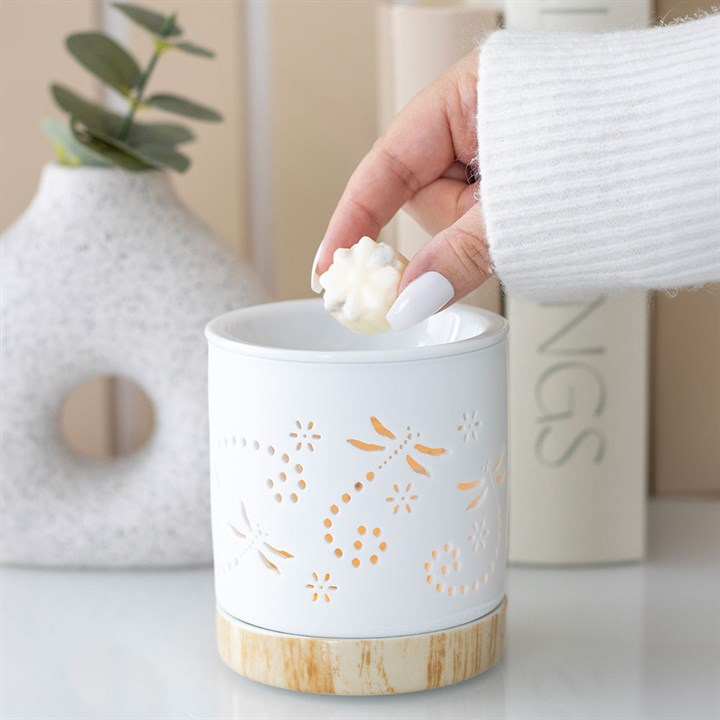 Matte ceramic dragonfly oil burner